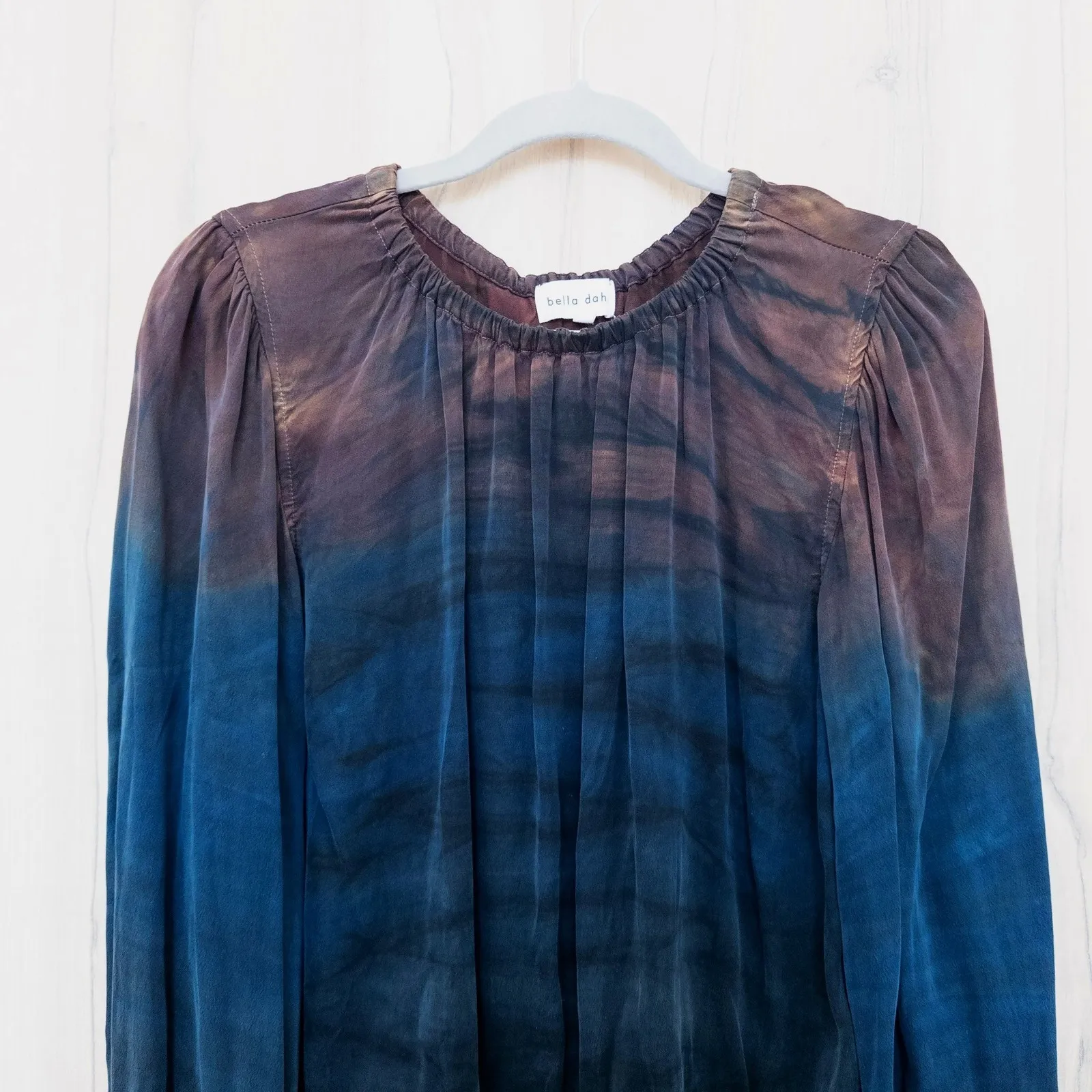 Bella Dah Womens Tie Dye Long Sleeve Top Size M Blue Brown Whimsigoth Fairy Boho - Image 2