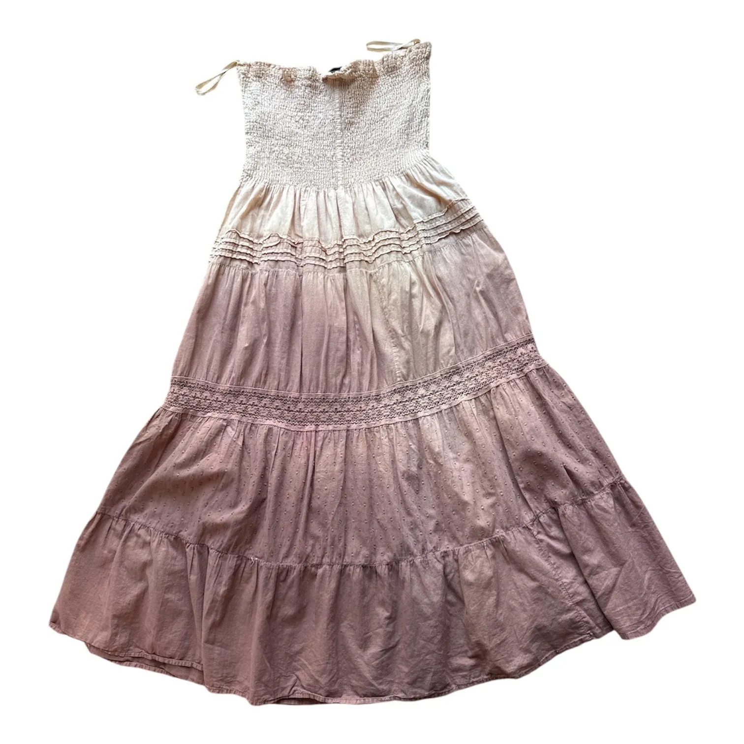 Speed control New York Ombre Smocked Tiered Dress Boho Beach Vacation Size L Pink Size L - Image 2