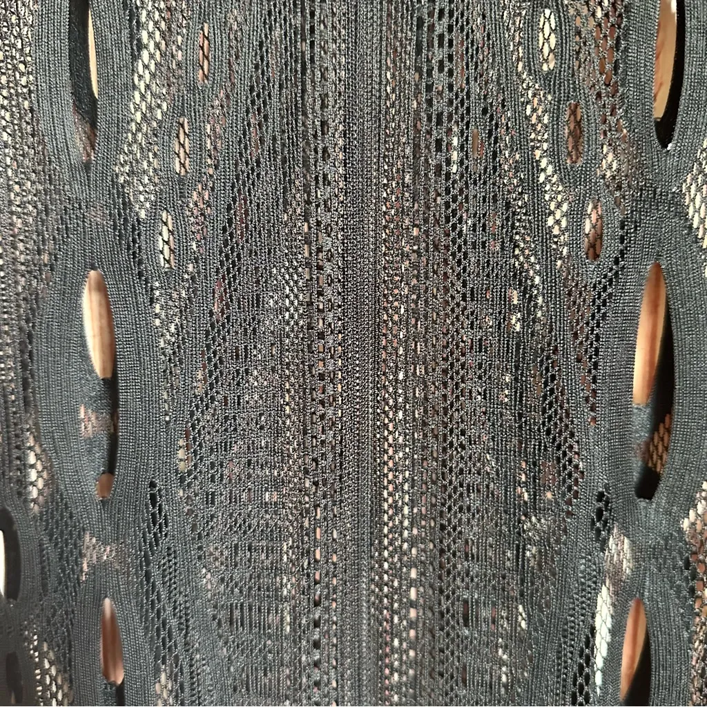 Auditions Black Open Neck Crochet Halter Neck Nightgown - Image 6