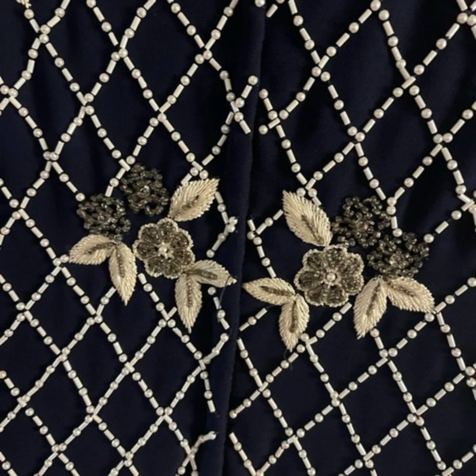 Papell Boutique Navy Beaded‎ Evening Dress Size 12 - Image 11