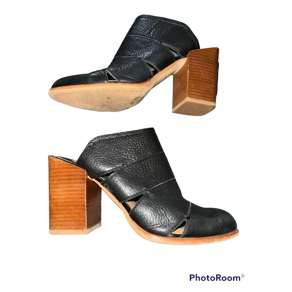 Dolce Vita Makeo Black Brown Pointed Toe Slip On Leather Mules Pumps Size 6.5 - Image 2