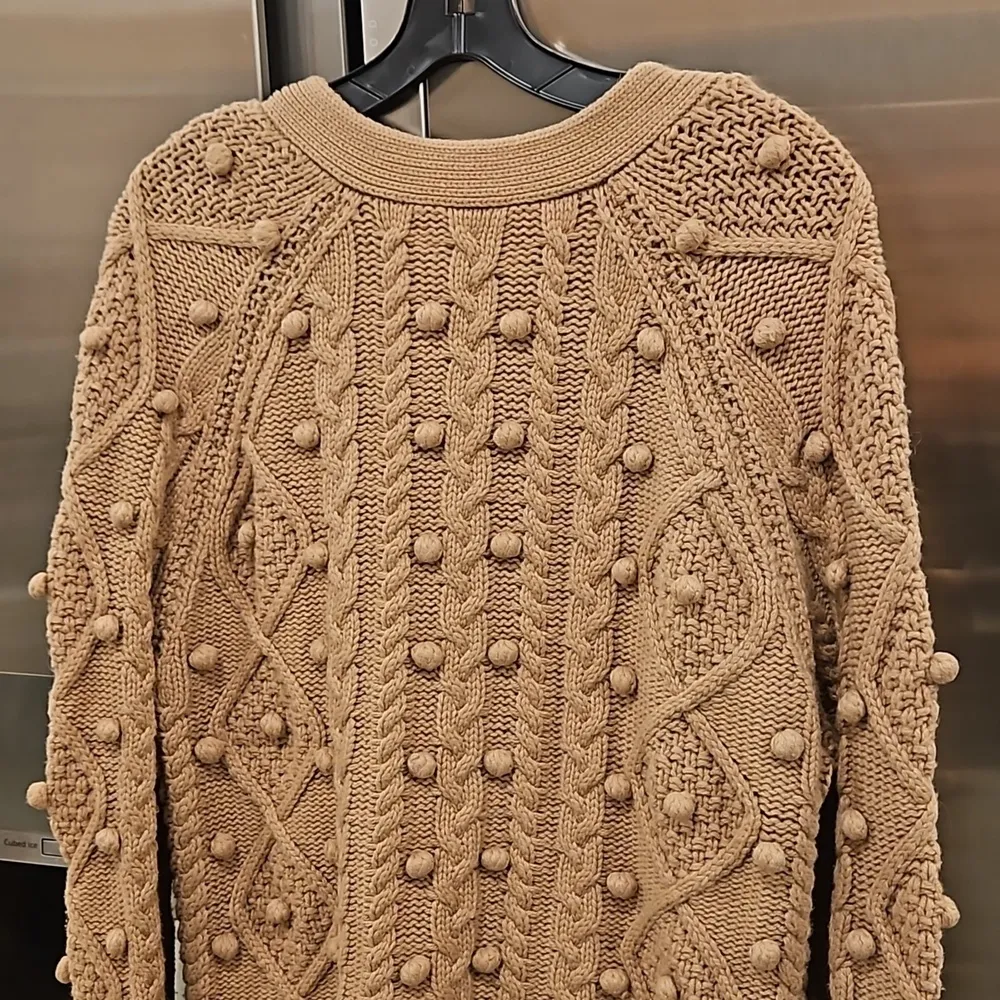 💕ARITZIA WILFRED💕 Alps Cardigan ~ Pom Pom Cable Knit Antique Beige Small - Image 12