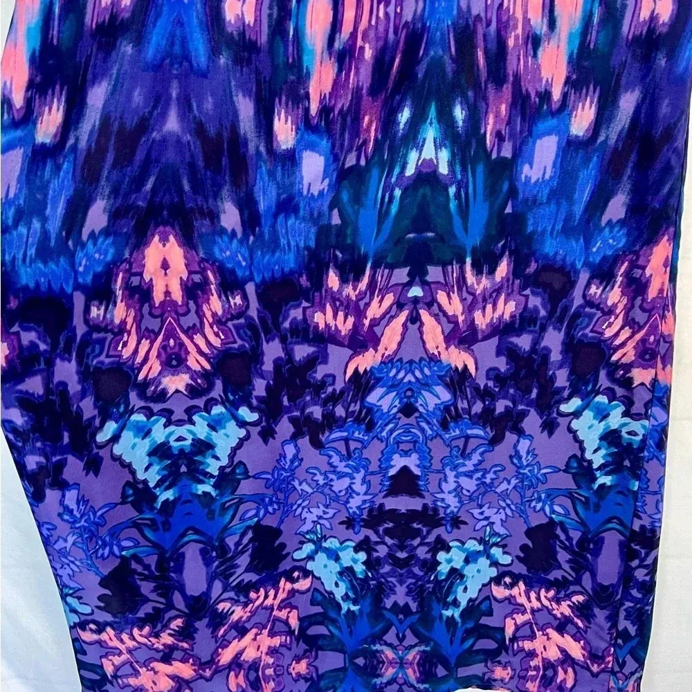 AQUA Multicolored Printed Maxi Dress Racer Back Purple Pink Blue Size XS - Image 6