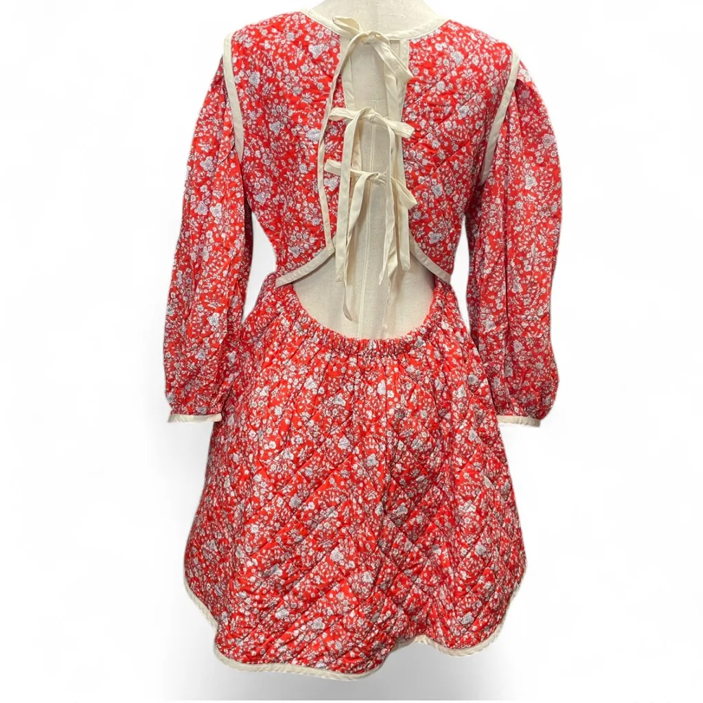 NWT Loeffler Randall Laney Short Dress Red Rosette Floral Cotton Cottagecore - Image 4