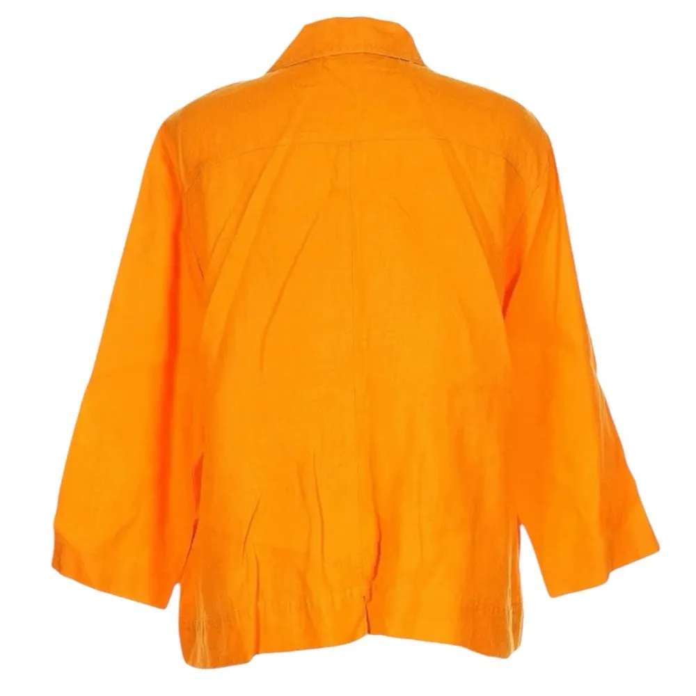 Flax by Jean Engelhart Orange Linen Artsy Lagenlook Lightweight Jacket Size M - Image 5