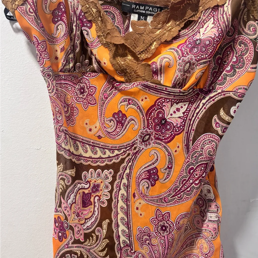 Rampage Orange and Brown Paisley Camisole - Image 8