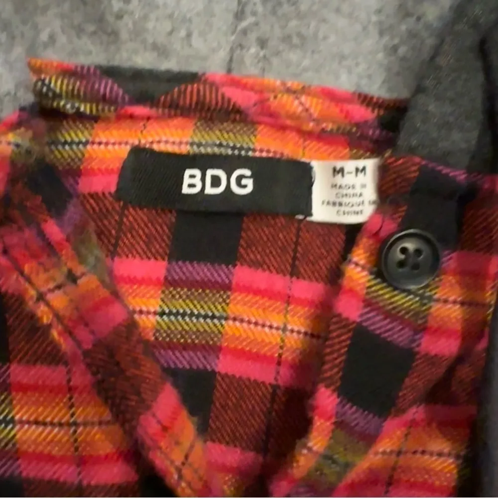 BDG Urban Outfitters Womens Pink Plaid Hooded Soft Flannel Casual Shirt Small - Image 3
