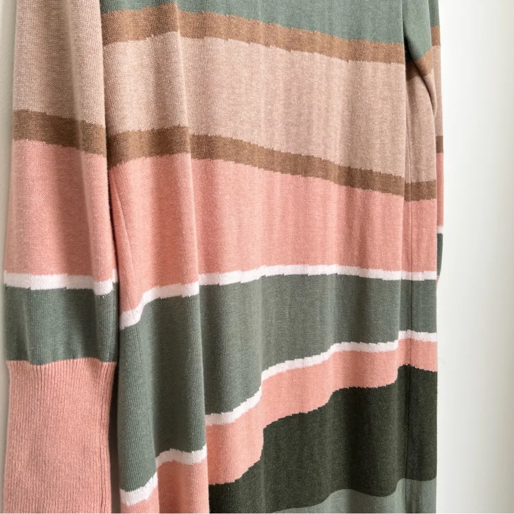 WISPR by Brodie Cashmere striped cardigan duster square pockets silk Size M Orange Size M - Image 5