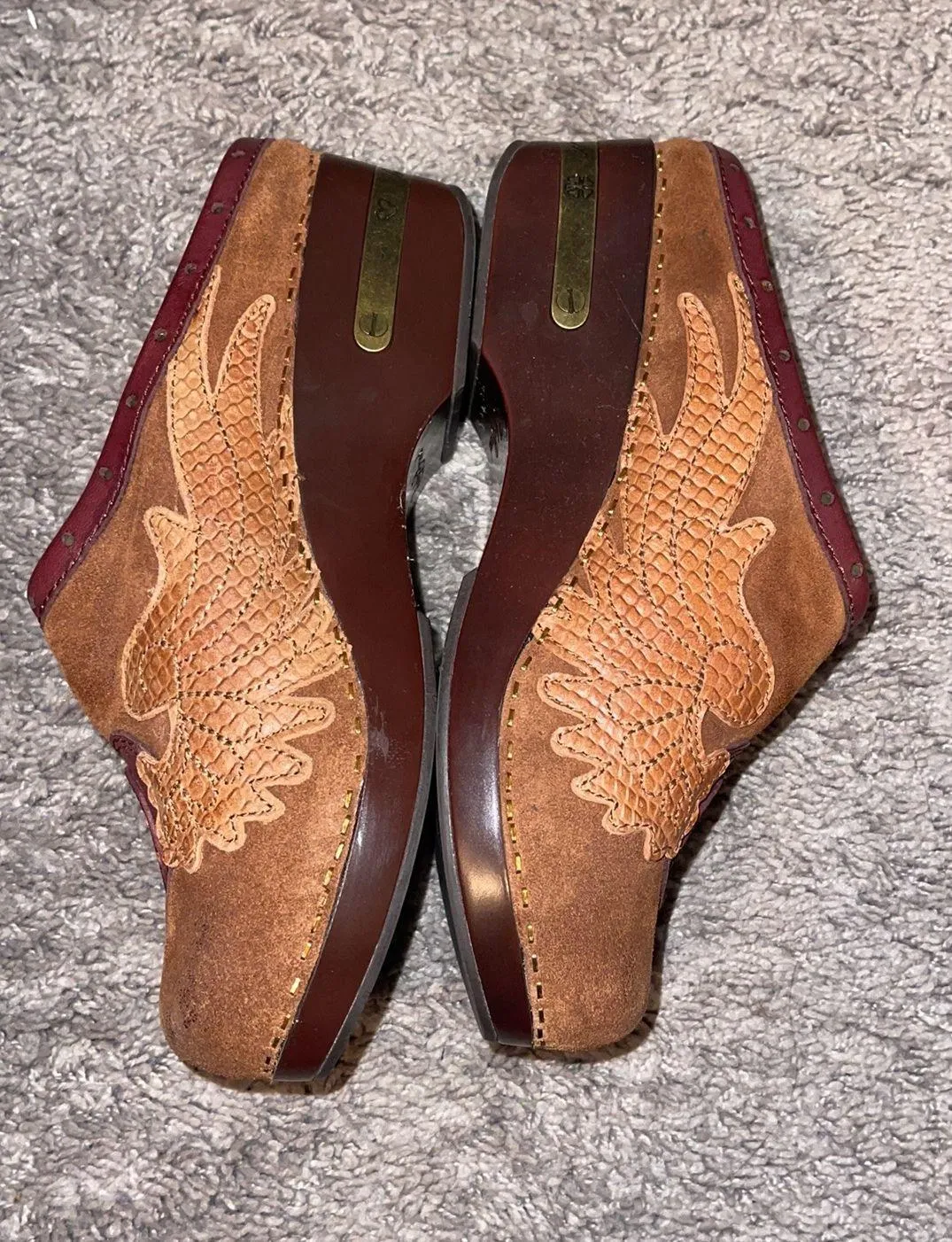 Brown Suede  Boho Clogs - Image 2