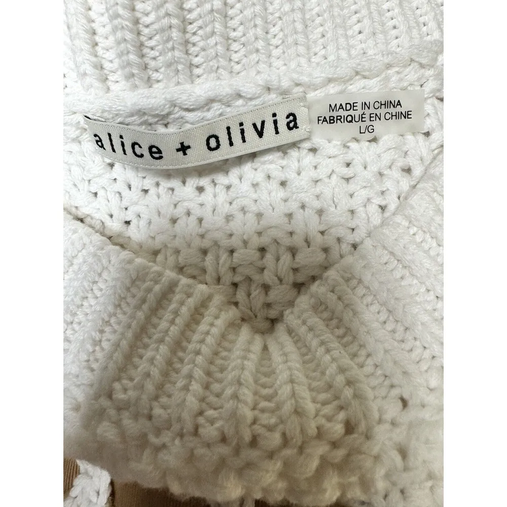 Alice and Olivia Claudette Ribbon Fringe Sweater Women’s Size Large - Image 9