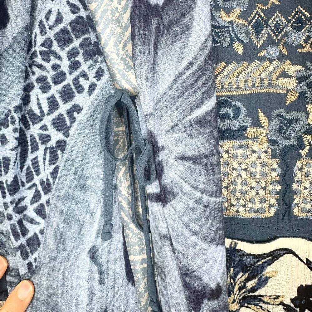 John Mark Print Embroidered Kimono Size Medium Floral Patchwork Boho - Image 6