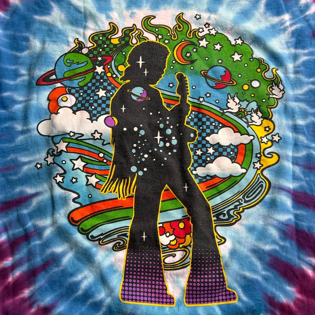 Jimi Hendrix Jimi Mod Tie Dye Liquid Blue Music T - Image 5