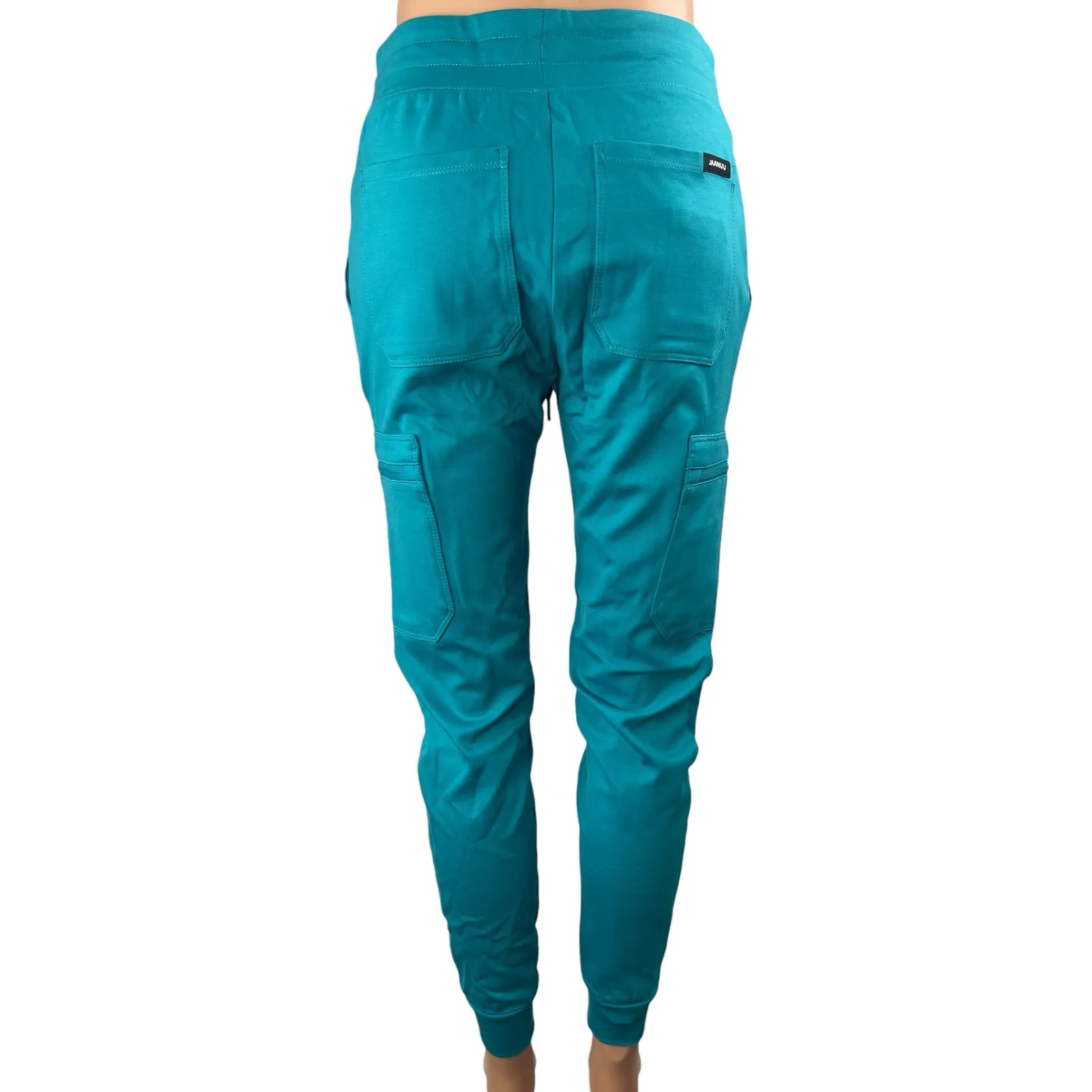 Jaanuu Ultrasoft Women's Blue Cargo Nurse Jogger Medical Scrub Pants Size S - Image 2
