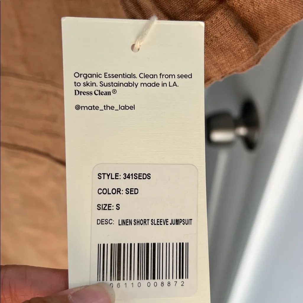 NWT MATE THE LABEL SEDONA 100% LINEN JUMPSUIT TAN SIZE SMALL $218 - Image 7
