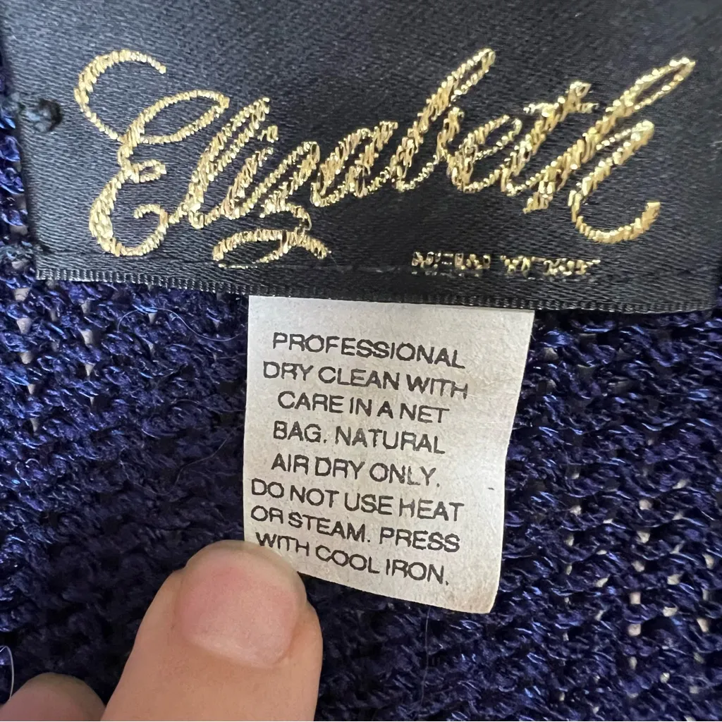 VTG Elizabeth New York American Flag Knit Sweater V - Image 5