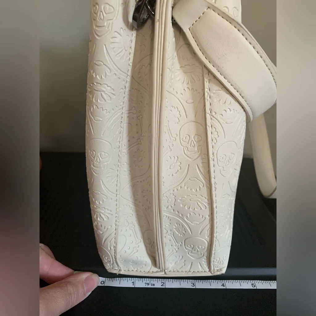 *smaller* Betsey Johnson skull embossed crossbody or satchel purse halloween - Image 13