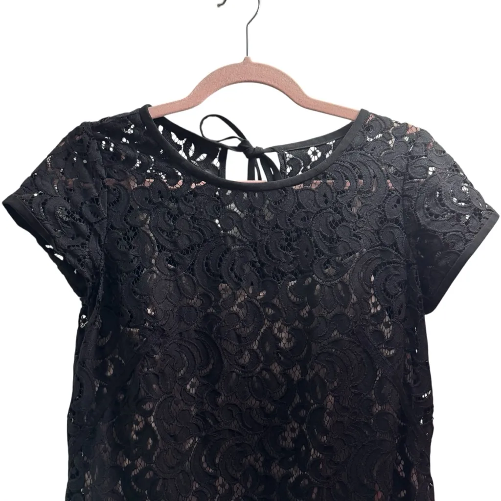 Ann Taylor LOFT Petite Black Lace Shift Dress - Image 4