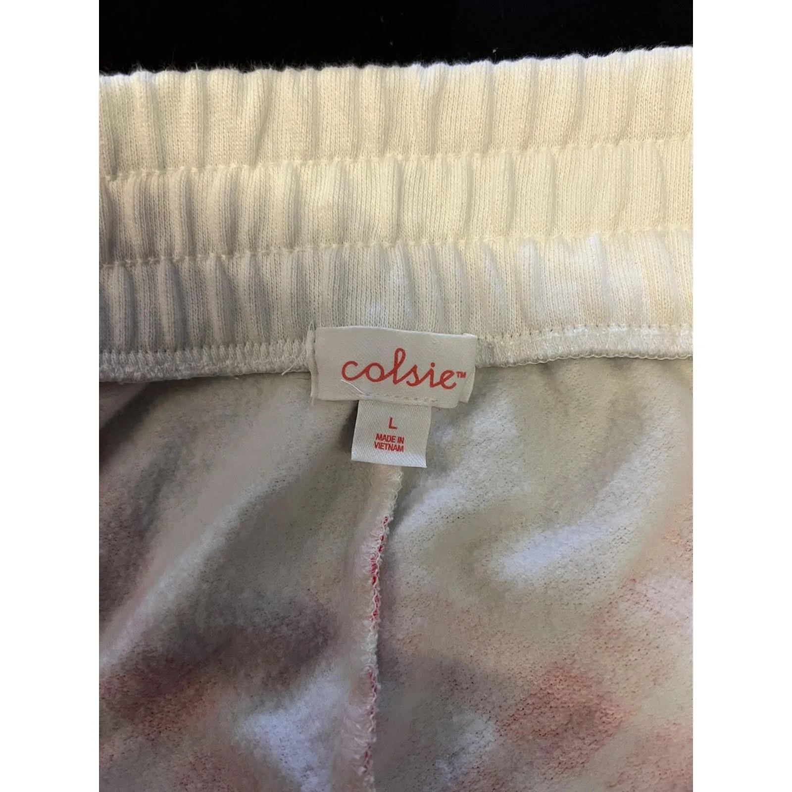 Colsie Pants Womens Large White Pink Red Plaid Jogger Sweatpants Lounge Cuffed - Image 4