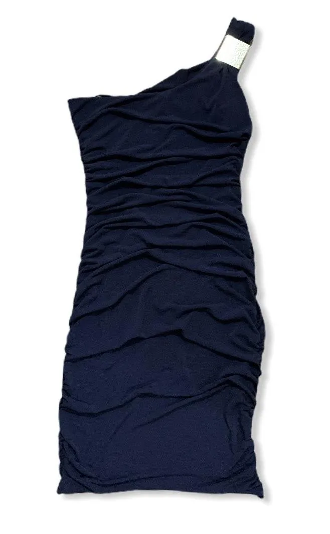 Blue One Shoulder Ruched Dress - Image 10