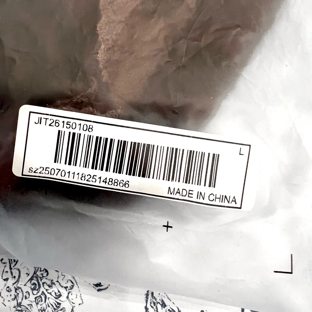 SHEIN BAE Women's Brown Long Sleeve Deep V-Neck Flocked/ Lace Top/ Brand New - Image 7