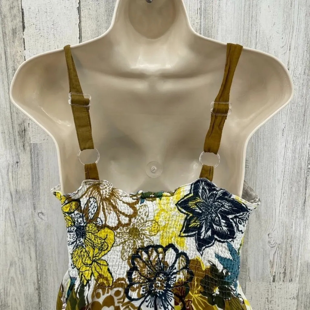 Mlle Gabrielle Sundress Womens Small Brown Floral Fall Retro Cotton Adjustable - Image 4