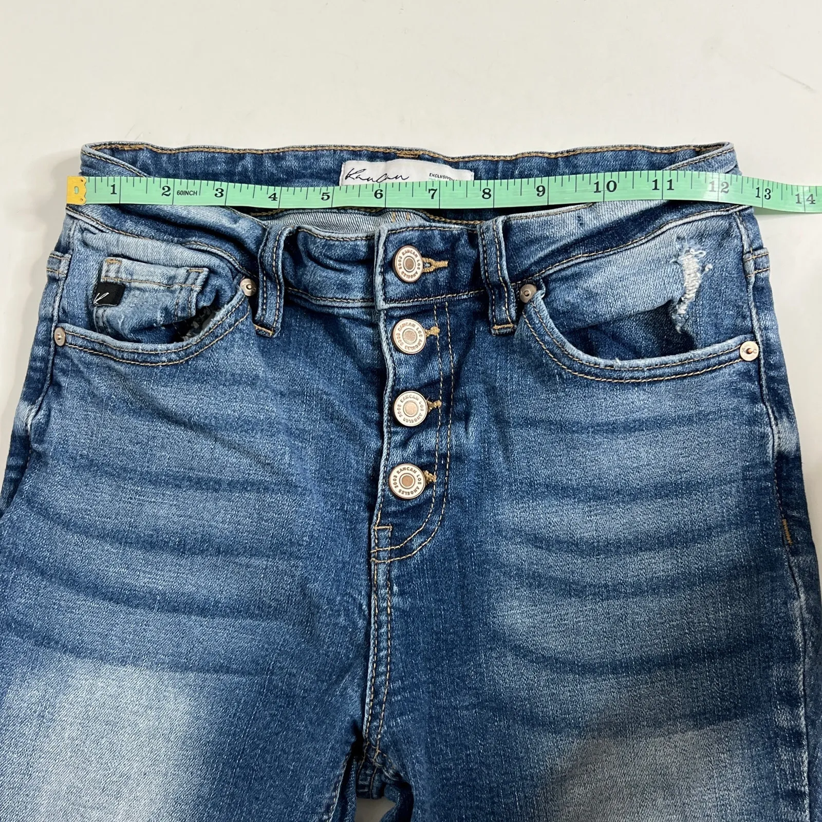 Kancan Mid Rise Destroyed Hem Medium Wash Skinny Jeans Size 26 Blue - Image 5
