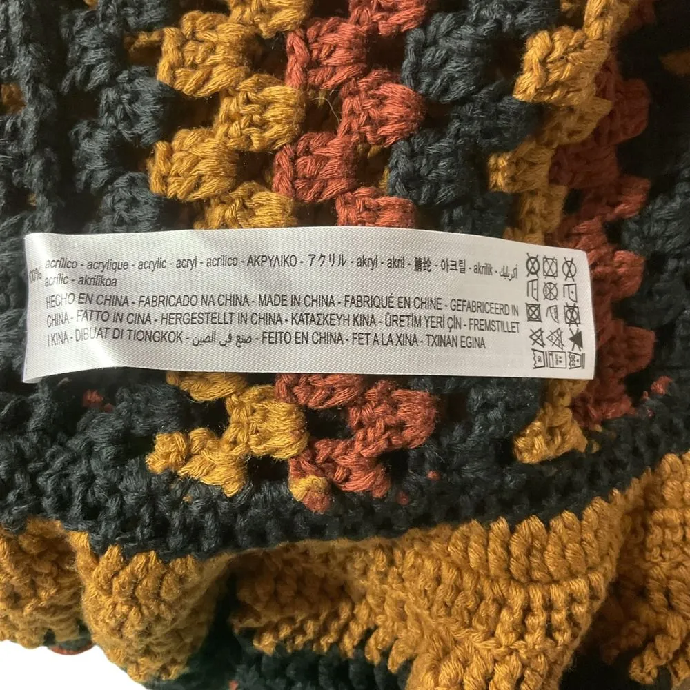 ZARA  Women's Brown Black‎ Ruffle Sleeve Crochet Boho Blouse Top Size Medium - Image 10