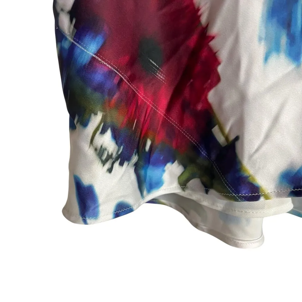 Club Monaco Kora White Floral Print Satin V-Neck Sleeveless Camisole Top Size XS - Image 14