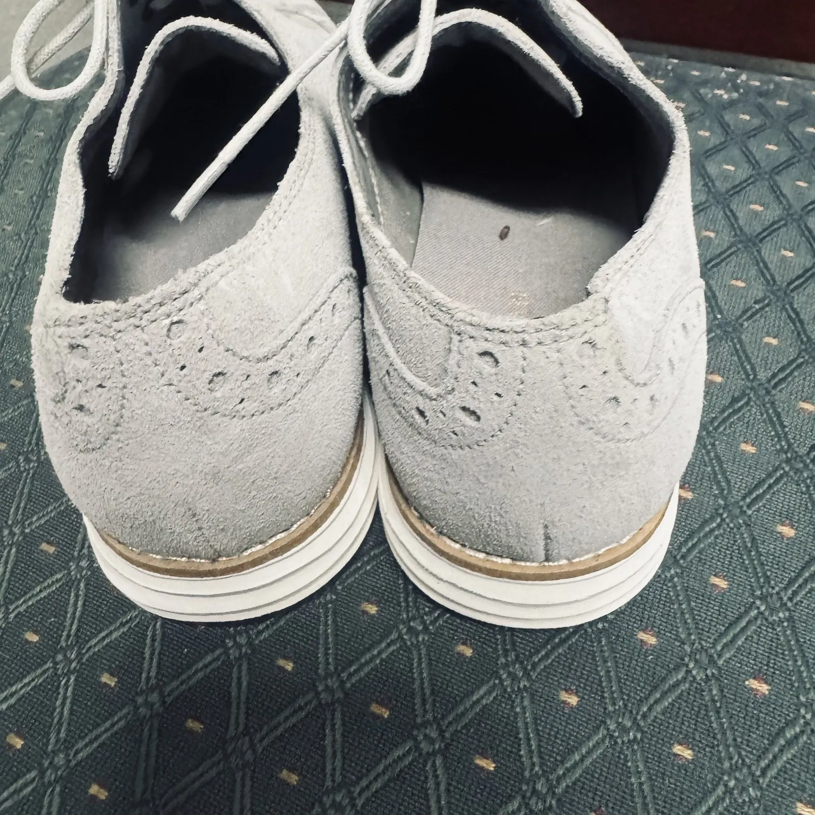 Cole Haan Shoes Women's Lunargrand Wing Tip Oxford Gray Suede Lace up sz 5B - Image 6