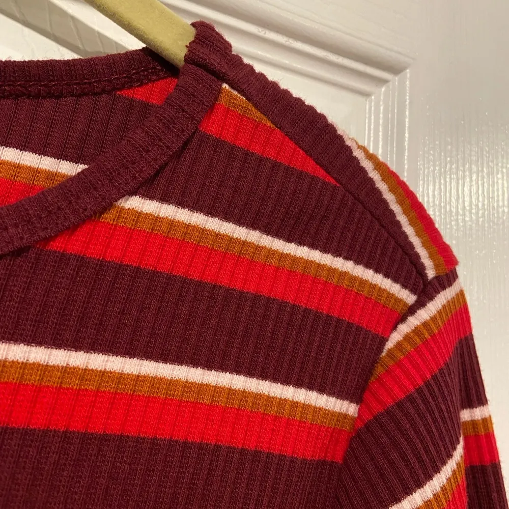 NWT Old Navy Size M Purple Red Stripe Stretch Cotton Ribbed Knit Mini Dress - Image 3