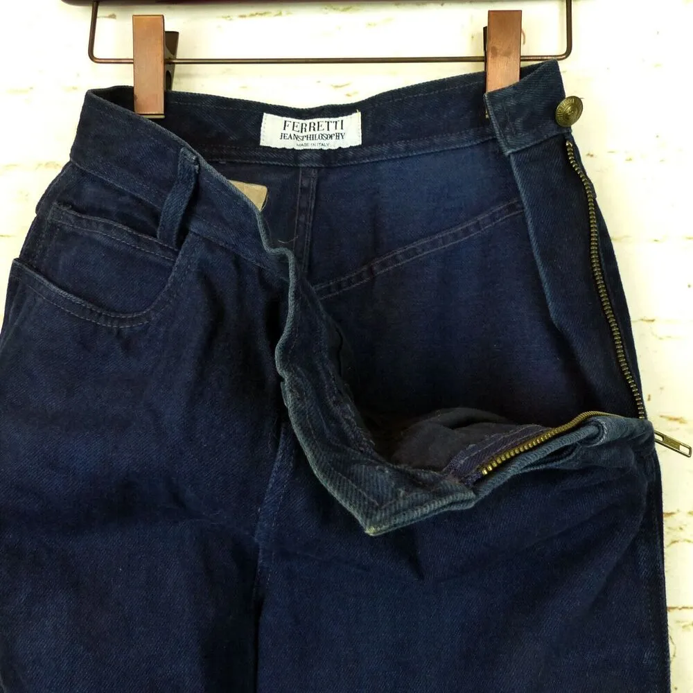 VTG 90s Alberta Ferretti Jean Philosophy Women 8US Denim Flare Button Legs Italy Blue Size 8 - Image 6