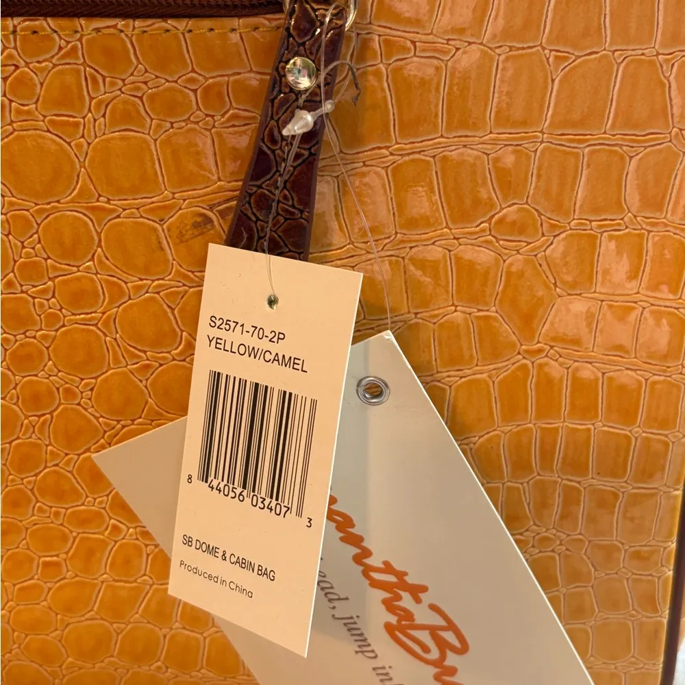 Samantha Brown Dome and Cabin Bag Croc Print Carry On in Yellow/Camel. NWT Yellow - Image 10