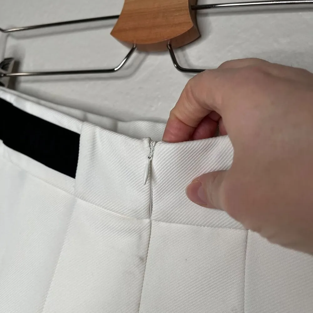 Musium Div. White Pleated Tennis Prep Logo Mini Skirt Black Waistband size 27 - Image 6