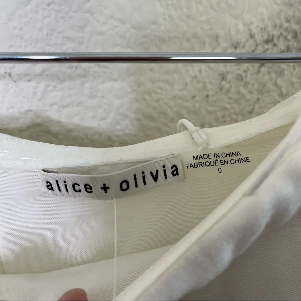 NWT Alice + Olivia Dorinda Off Shoulder Long Sleeve Knit Midi White Dress Size 0 - Image 8