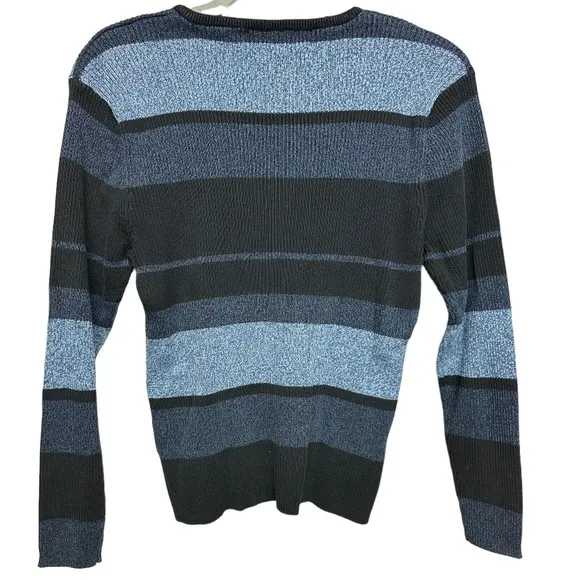 Carolyn Taylor Vintage Color Block‎ Crew Neck Sweater Blue Gray Black Size L - Image 8