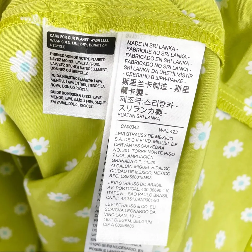 NEW Levi's Embry Tie Front Shirt Green Floral Puff Balloon Sleeve Blouse Size XS - Image 10