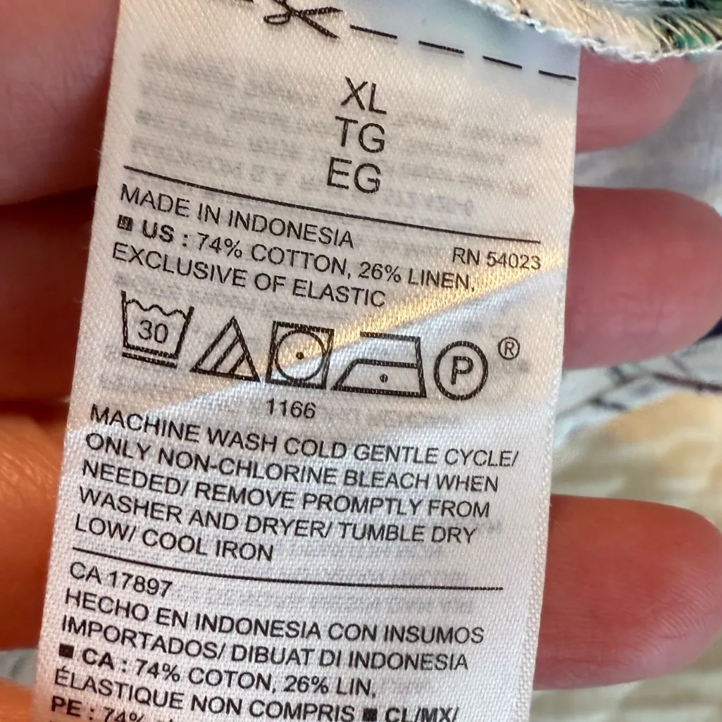 Old Navy Linen Blend Ruffle Tropical Tank Top Women’s XL Birds Flamingos Flowy - Image 9