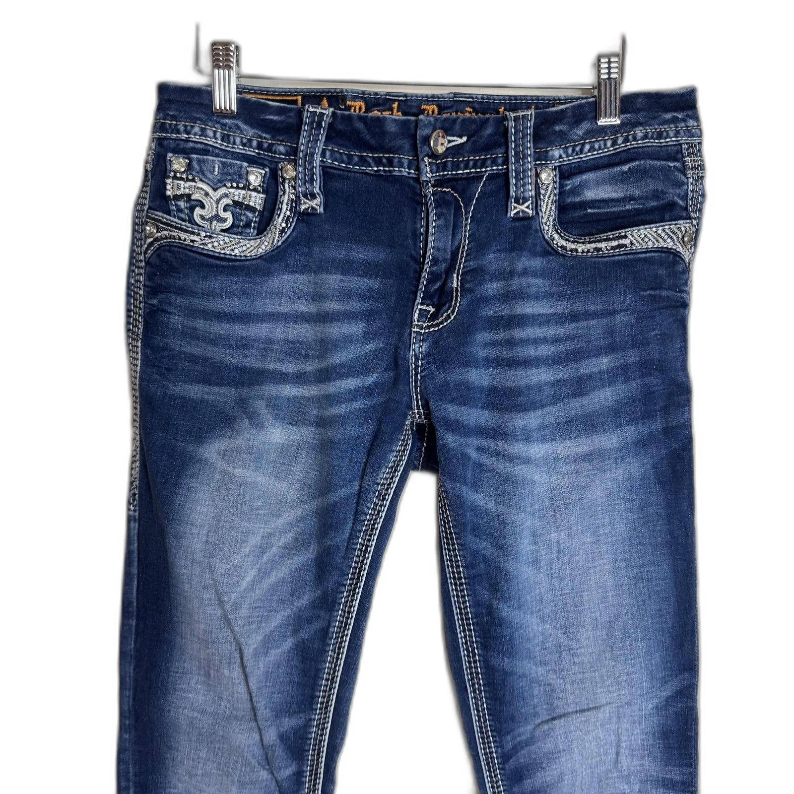 Rock Revival Cherilyn Jeans Womens 29 Blue Skinny Embellished Denim Bling - Image 2