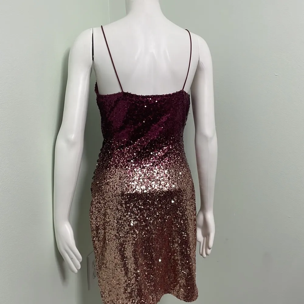 Windsor Formal Sequin Gold Ombré Mini Dress Large - Image 4