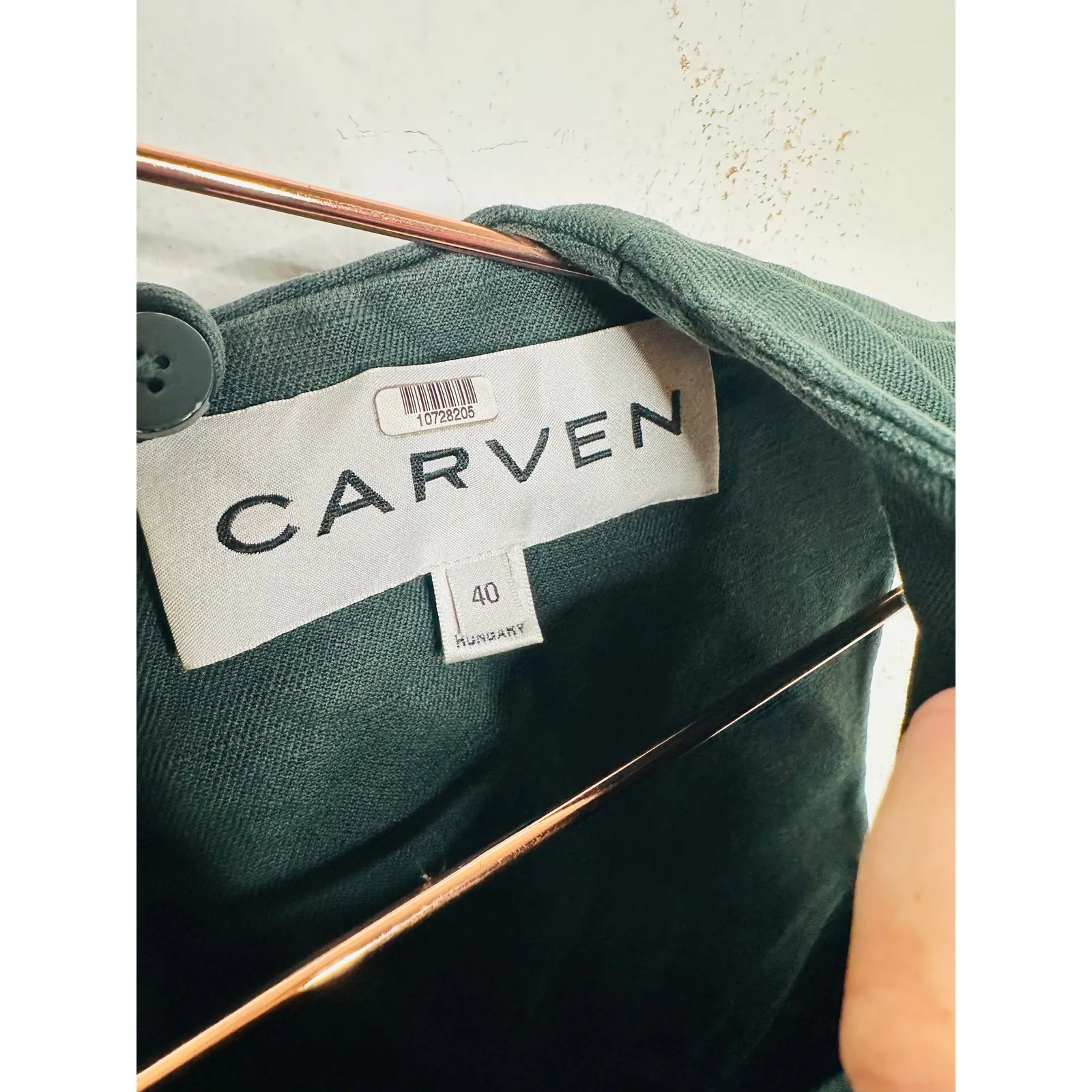 CARVEN Green Wool Twill 100% Cotton Shift Pockets Dexter Shift Dress sz 40 - Image 5