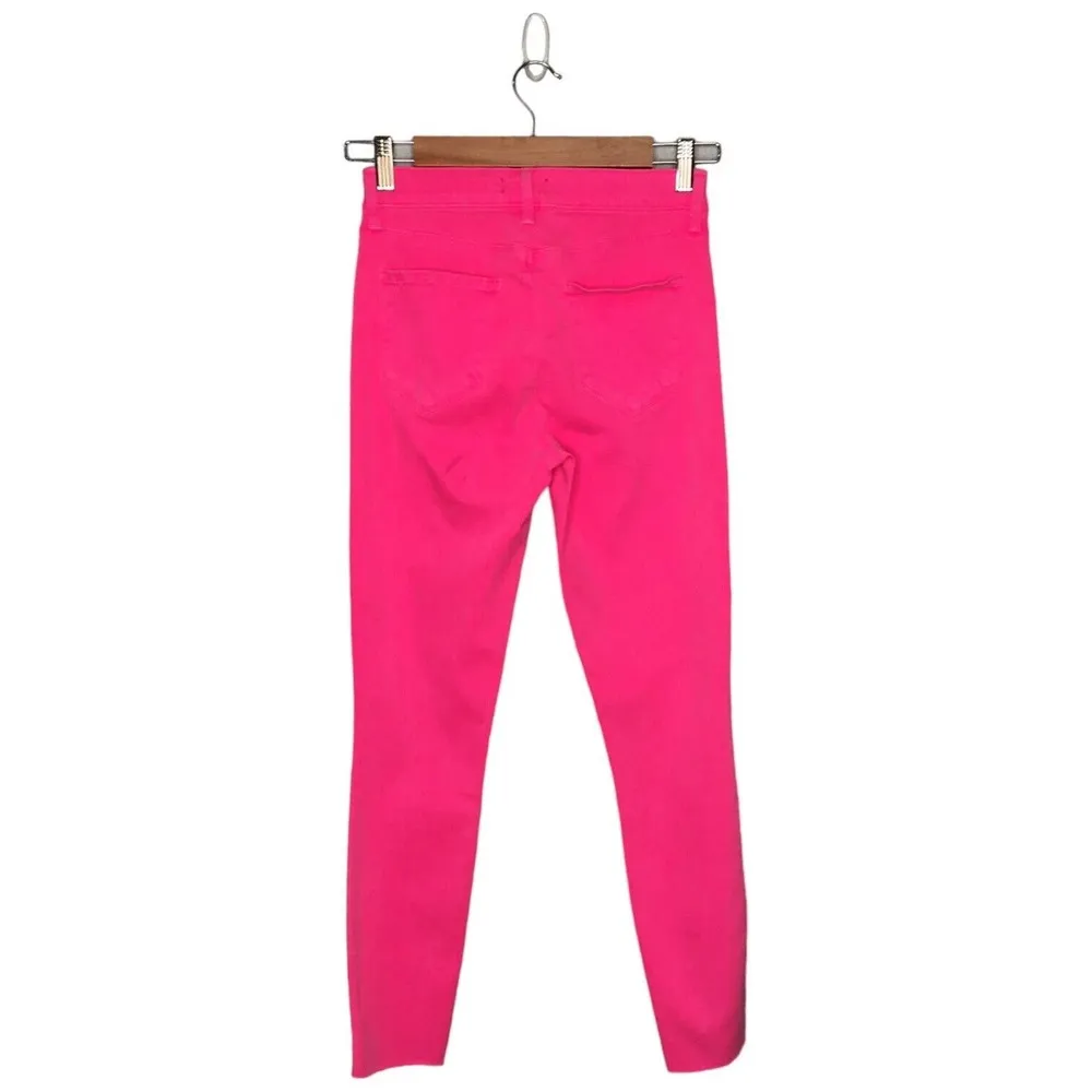 New L’Agence Margot High Rise Skinny Crop Raw Hem Jeans Flamingo Pink 26 Defect - Image 6
