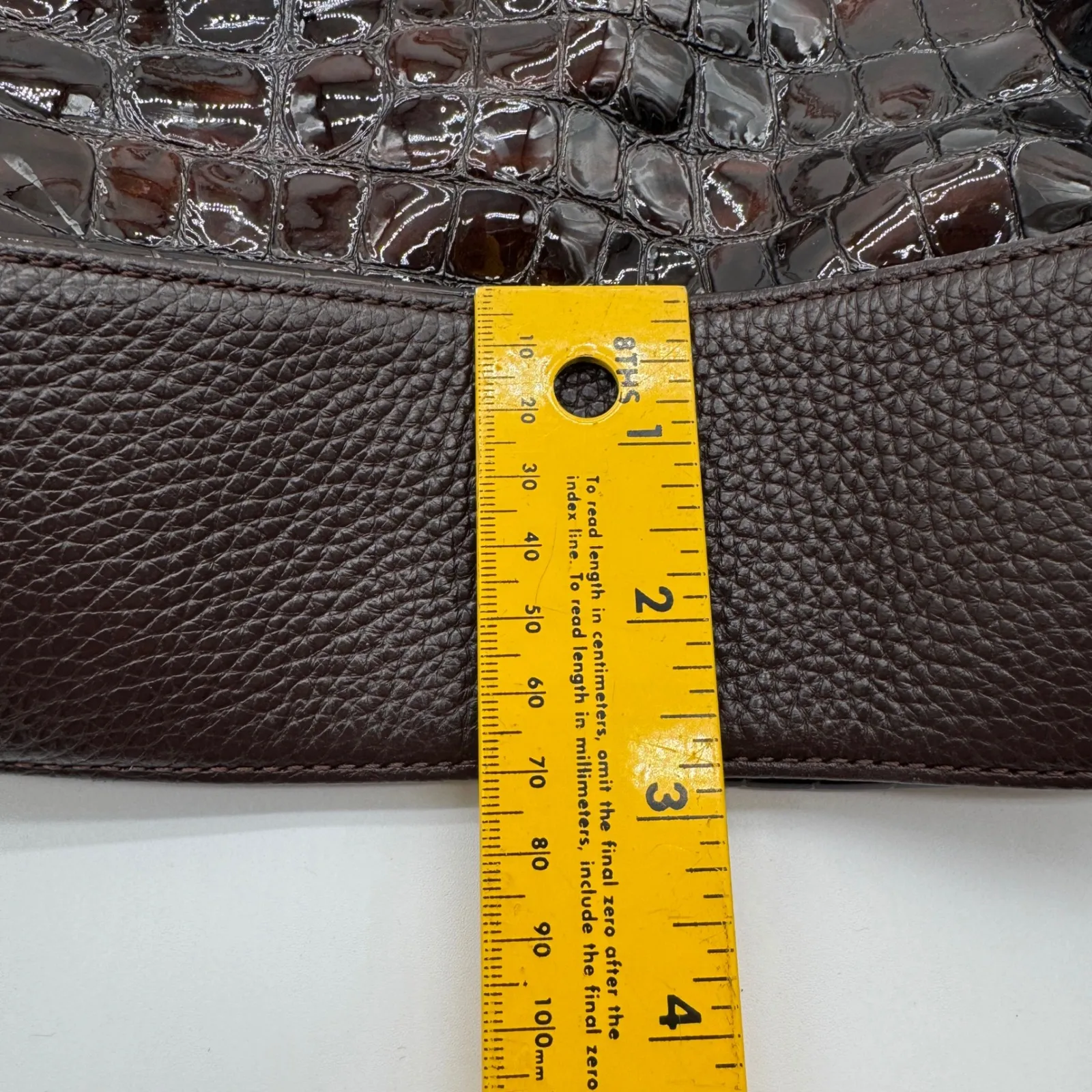 Brighton Croc Embossed Leather Shoulder Bag Dark Brown - Image 8