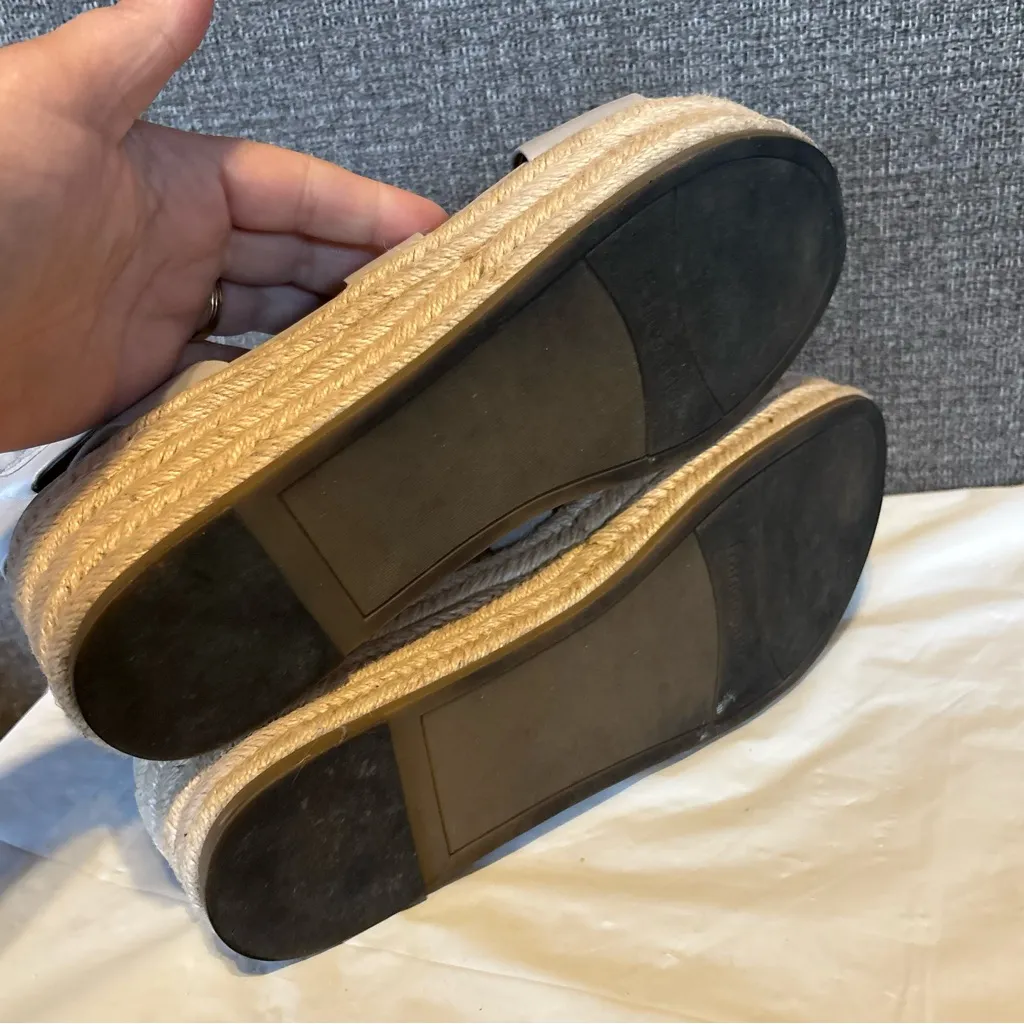 Franco Sarto Tabatha Platform Wedge Sandal Sz 10 Jute Tan Gray Strappy Going Out - Image 6