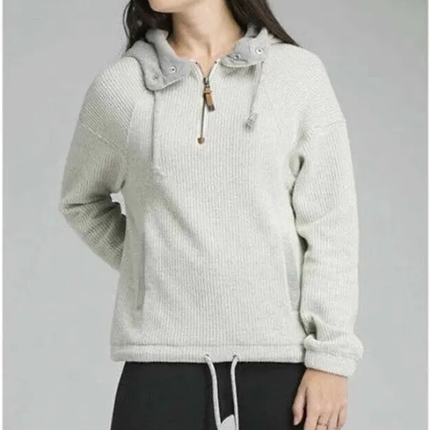 Prana Hartlie Wool Pullover Hoodie Sweatshirt with cinch bottom & double lined - Image 4