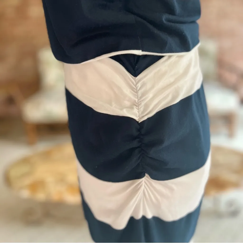 Splendid Luna Lake Dress Maxi Striped Navy White Ruched M Racerback Nautical Mod - Image 8