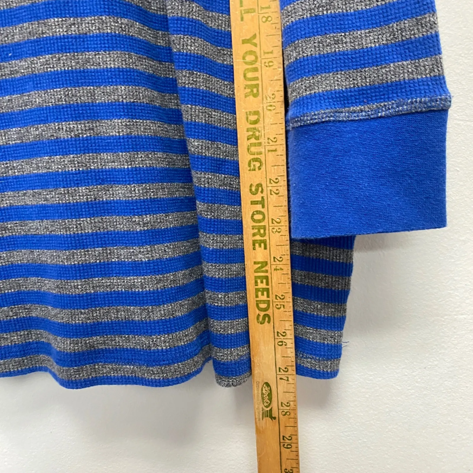 Woman Within Blue & Gray Striped Hoodie Sweatshirt Plus Size 26/28 - Image 6