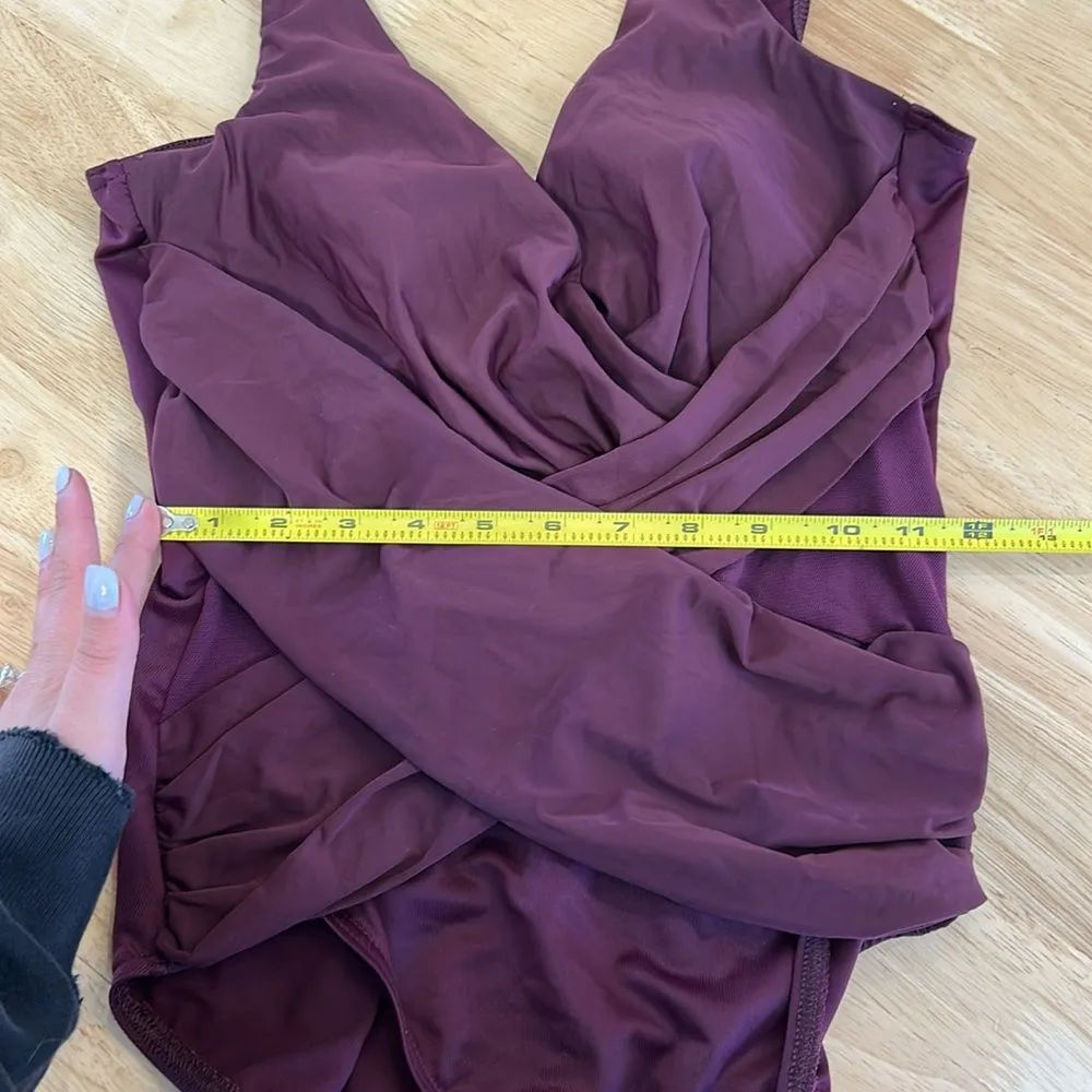 Miraclesuit One piece Swimsuit‎ Maroon Mesh Shaping Slimming Tummy Control - Image 7