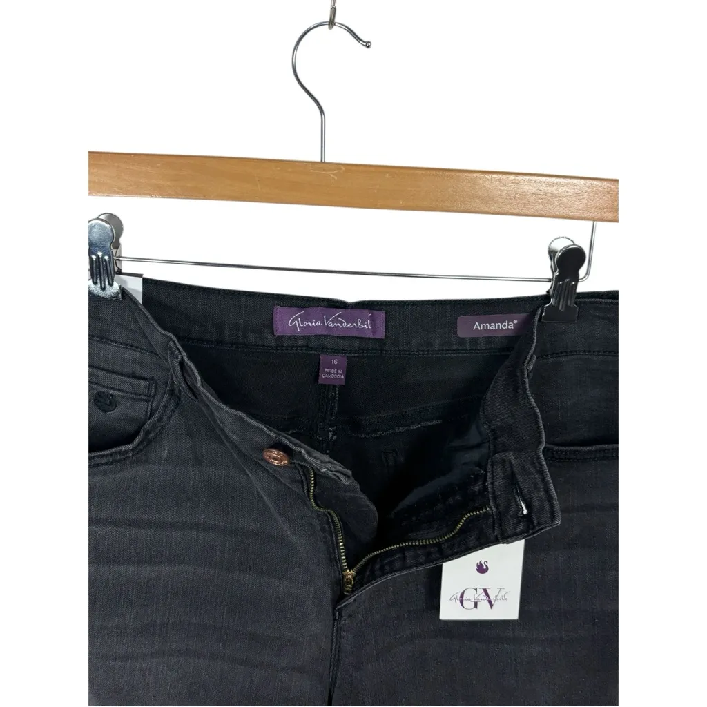 NWT Gloria Vanderbilt
Womens Amanda High Rise Curvy Jeans Faded Black Sz 16 - Image 6
