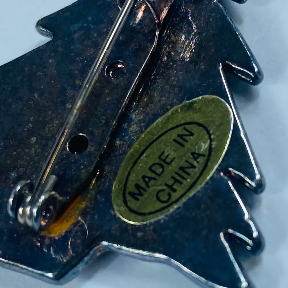 Christmas Holiday Tree Brooch Pendant Silver Tone 3 D Metal Vintage Gift - Image 14