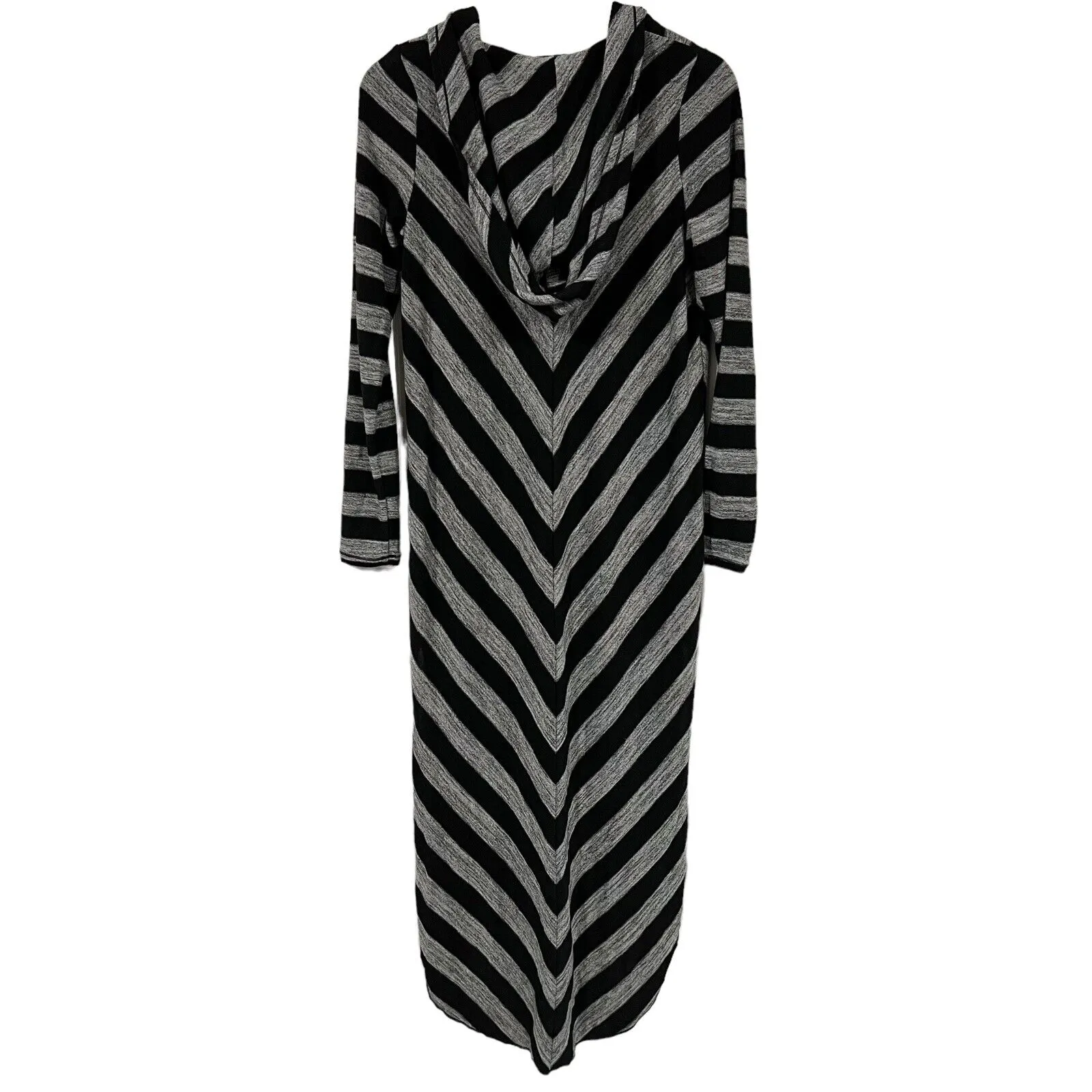 Free People Beach XS Maxi Cover Up Dress Black Gray Chevron Long Sleeve Hooded - Image 7